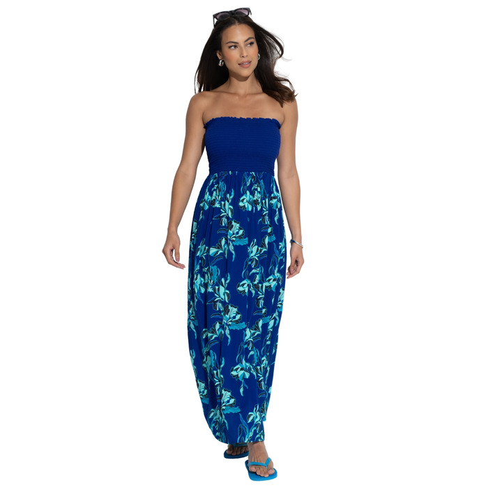 Pour Moi Emma Strapless Shirred Bodice Maxi Beach Dress