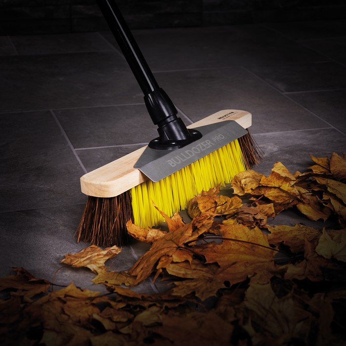 BULLDOZER PRO Heavy Duty 15. 7" Utility Broom with Scraper and Telescopic Handle