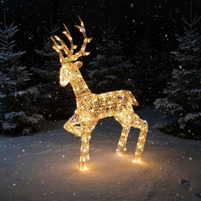 Christmas Reindeer Light - 1. 35M Soft Acrylic Light Up Stag with 200 White LEDs