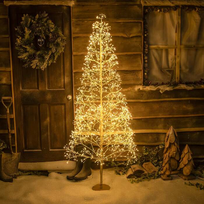 Pre-Lit Christmas Gold Wire Light-Up Tree 180cm with 2100 Warm White LEDs