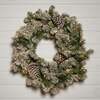 The Christmas Centre Frosted Winterfold Fir 26in (66cm) Prelit Christmas Wreath with Warm White Battery Operated LED Lights