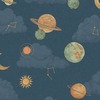 Maury Planets Textured Vinyl Wallpaper Navy Blue Grandeco LD3515