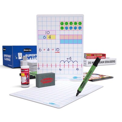 Show-me Supertough A4 Whiteboards Gridded Class Pack of 35