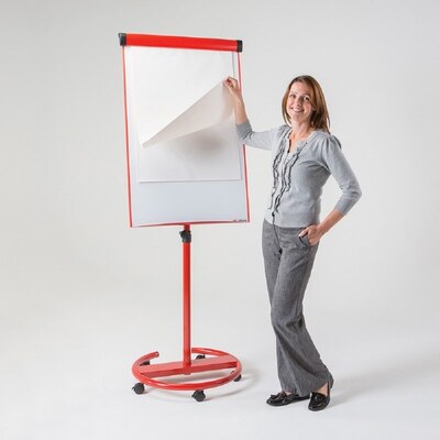 Ultimate Mobile Magnetic Flipchart Easel Red Frame