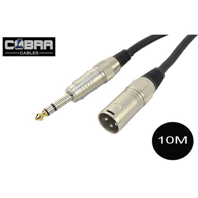 XLR (M) To Stereo 1/4 inch Jack Lead 10m
