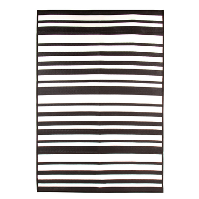 Stripe 100% Weatherproof Rug, Black