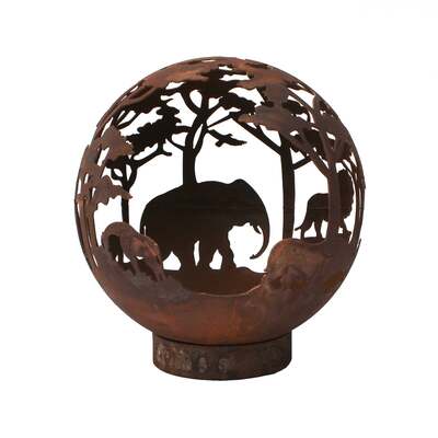 Garden Fire Ball 50cm Safari Design with Rust Finish