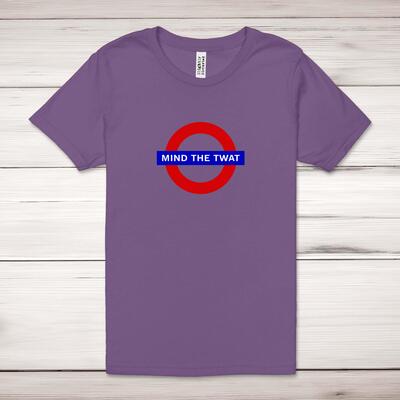 Mind The Twat Adult T-Shirt - Royal Purple, XS