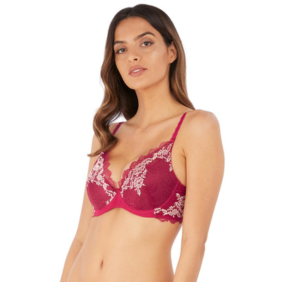 Wacoal Lace Perfection Underwired Plunge Bra - Cerise - 30DD