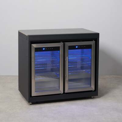 Draco Grills Fusion Outdoor Black Double Fridge Cabinet with Sintered Stone Top 120L, End of May 2025