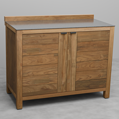 Draco Grills Teak Modular Outdoor Kitchen Double Door Cabinet with Ceramic Top, Late April 2025