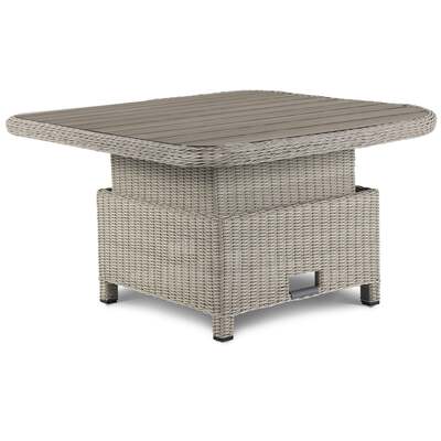 Kettler Palma Signature Grande White Wash High Low Adjustable Aluminium Wood-Effect Slat Top Table