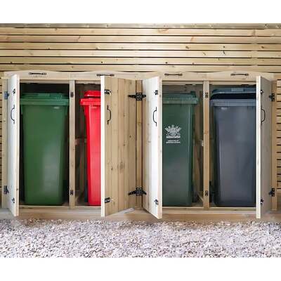 Wooden Wheelie Bin Storage Quad