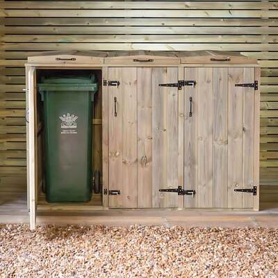 Wooden Wheelie Bin Storage Triple