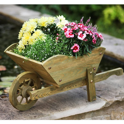 Wooden Wheelbarrow Planters