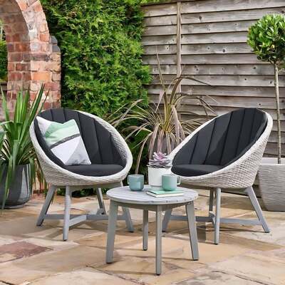 Rattan Effect Garden Bistro Set with Table and Chairs