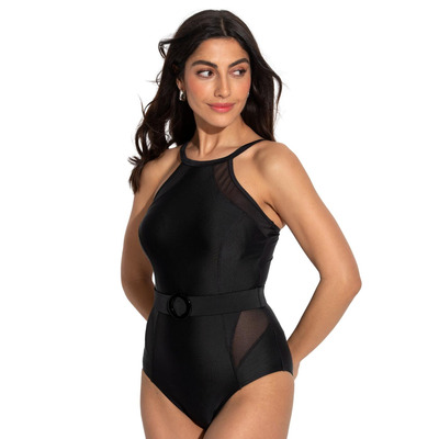 Pour Moi Shoreline Belted Control Swimsuit - Black - XS - 8