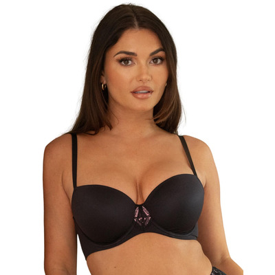 Pour Moi New Romance Balcony T Shirt Bra - Black/Rose - 32D