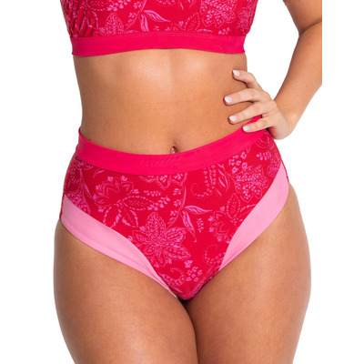 Pour Moi Palm Springs Tummy Control Bikini Brief - Red/Pink - XS - 8