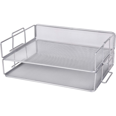 Exerz Letter Trays 2pcs - Stackable Paper Sorter File Trays - Silver