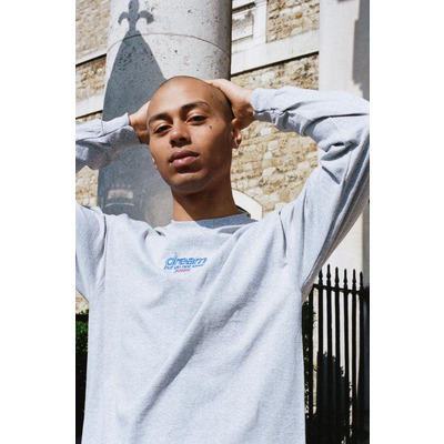 Long Sleeve T-shirt in Heather Grey with Embroidered Logo