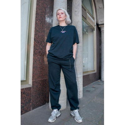 Joggers in Black with Embroidered Logo Design