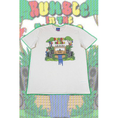 Short Sleeved T-Shirt in Natural Cotton with Rumble In The Jungle Print