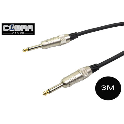 1/4"  (6.35mm) Mono Jack to Jack Cable Black 3m