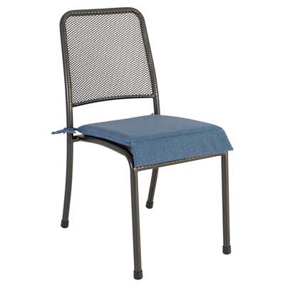 Alexander Rose Portofino 4 Seater Metal Garden Furniture Set with Round Table & Side Chairs, With Blue Cushions