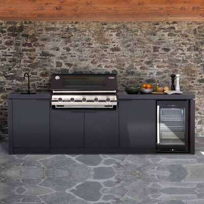 BeefEater 5 Burner 3000E Series Gas Barbecue with Cabinex Kitchen, Sink and Fridge