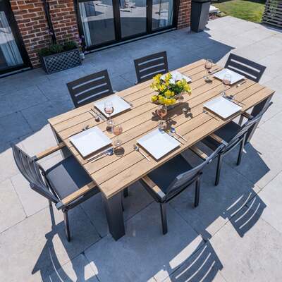 Bracken Outdoors Seattle Teak and Aluminium 6 Seat Rectangular Dining Set, Early May 2025