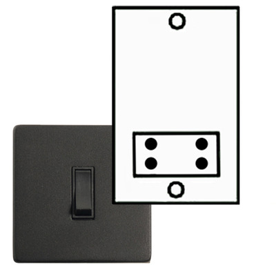 Shaver Socket (Dual Output), Black Matt Finish, Black Inset Trim - YBK.285.BK MATT BLACK - BLACK INSET TRIM