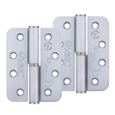 Zoo Hardware Vier Precision 4 Inch Grade 11 Radius Edge Lift-Off Hinge, Satin Chrome - VSLH43SC (sold in pairs) RIGHT HANDED - 102mm x 76mm x 3mm (RADIUS EDGE)