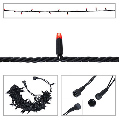 LED String Light Rubber Connectable Design in Red - 20m