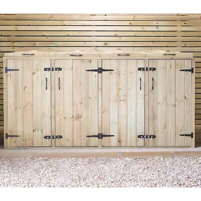 Wooden Wheelie Bin Storage Quad