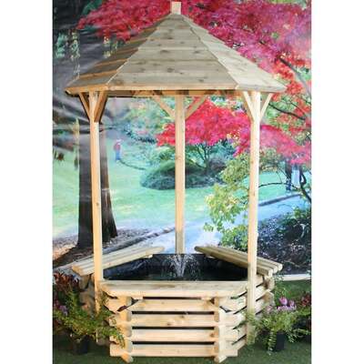 Wooden Fountain Wishing Well with Liner