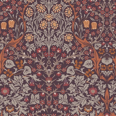 William Morris At Home Blackthorn Wallpaper Plum 124249