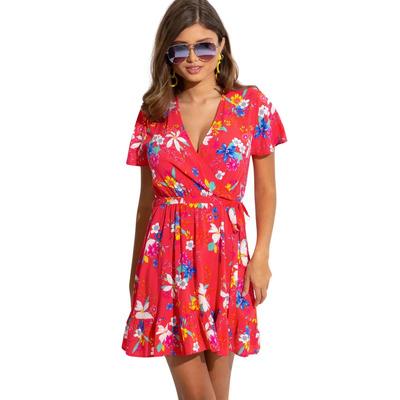Pour Moi Tiered Wrap Dress - Tropical - XS - 8