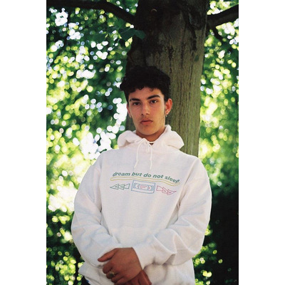 White Cotton Hoodie With Printed 80''s VHS Design