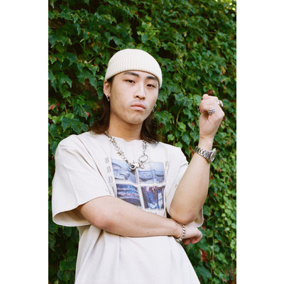 Short Sleeved T-shirt In Sand with Festival Photo Print
