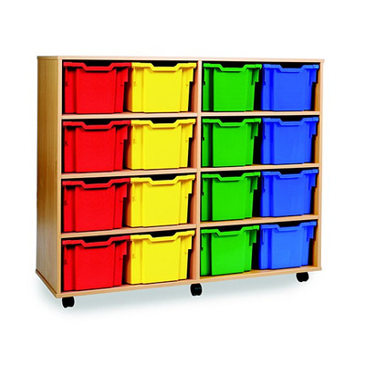 16 Extra Deep Tray Storage Unit Maple Finish Selected Tray Colours