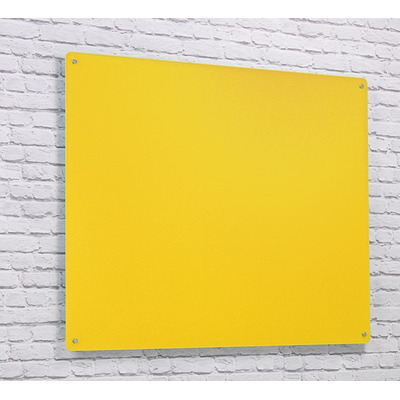 Wall Mounted Glass Board 900 x 600mm Yellow