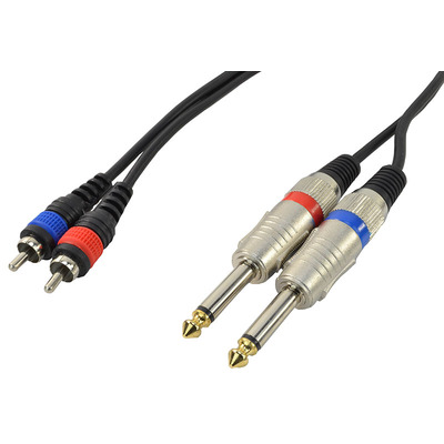Dual Phono RCA To 1/4 Inch (6.35mm) Jack Lead 6m