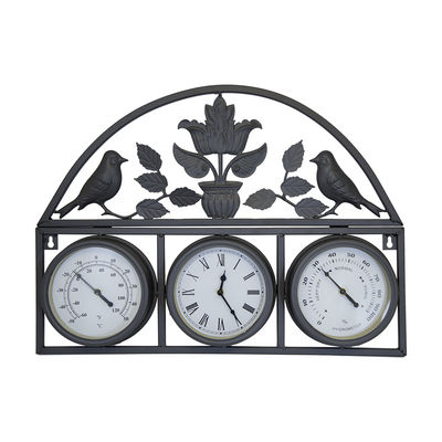 Garden Shabby Chic Wall Clock with Thermometer & Hygrometer