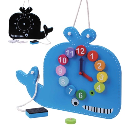 Jumini Wooden Whale Clock and Blackboard