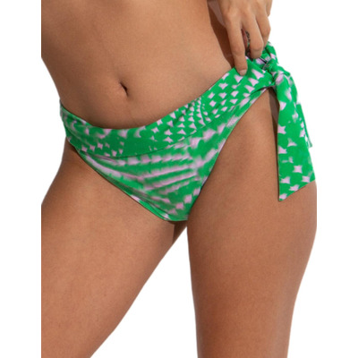 Pour Moi Portofino Tie Fold Over Bikini Brief - Green/Pink - XL - 16