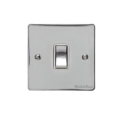 M Marcus Electrical Elite Flat Plate 1 Gang Switches, Polished Chrome, Black Or White Trim - T02.800.PC POLISHED CHROME - BLACK INSET TRIM