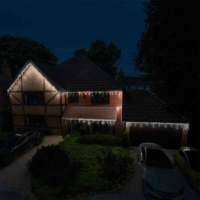 White/Warm White Twinkling Christmas Icicle Lights with White Cable 126,210,420,700,924 LEDs, 924 LEDs