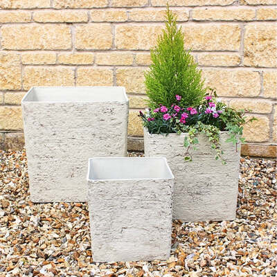 Stone Effect Square Garden Plant Pot