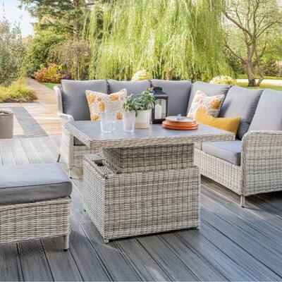 Small Garden Corner Lounge Set with Adjustable Table